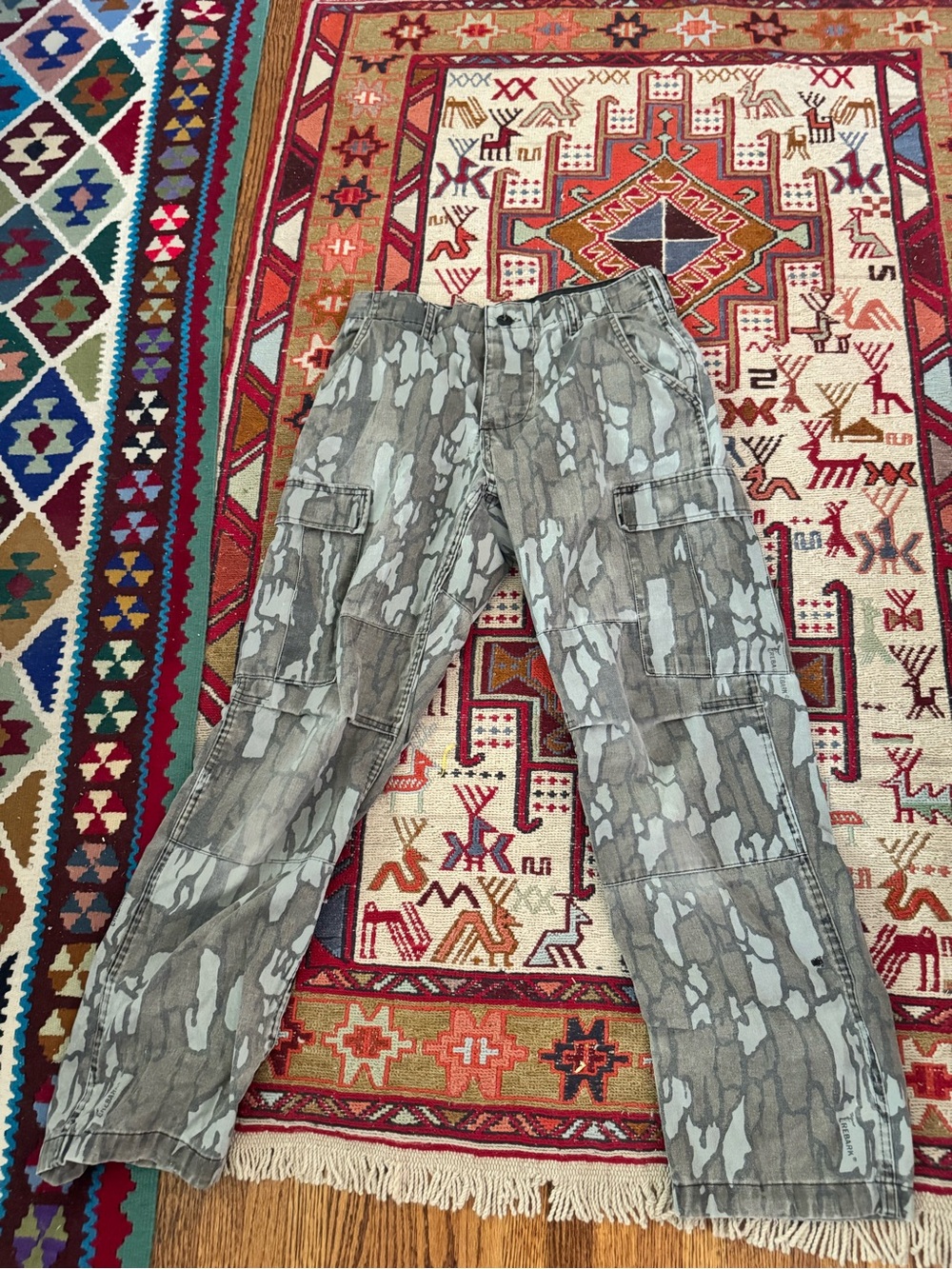 Men's Gray Cargo Pants with Cloud Camo Print